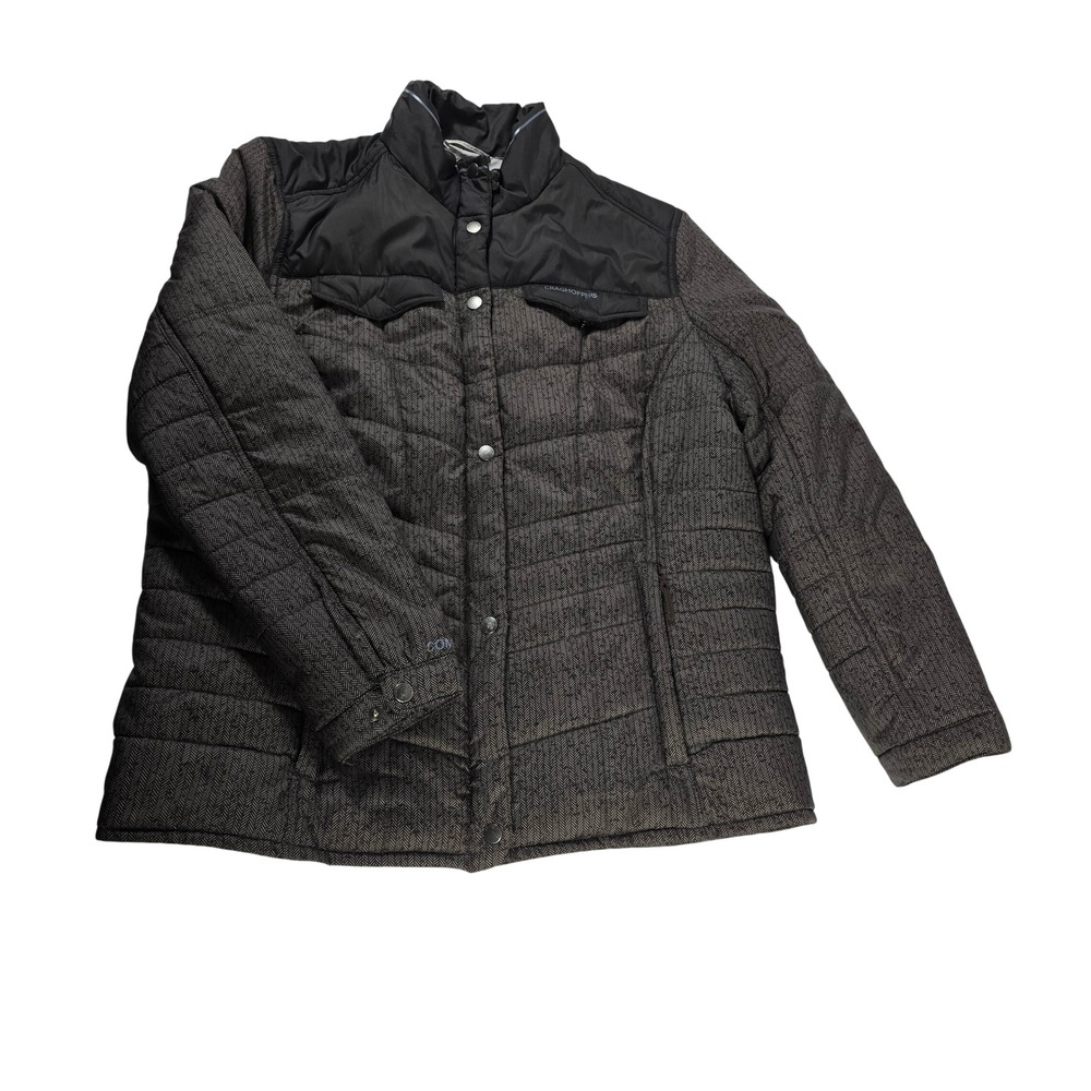 CRAGHOPPERS Men Quilted‎ Puffer Jacket Herringbone Tweed Brown Compresslite XL